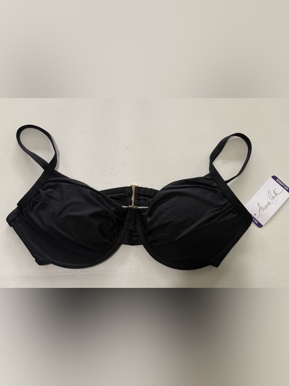 Anne Cole Black Underwire Bikini Top with Gold Accent